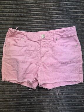Cat & Jack Light Pink Lace-Trim Denim Shorts